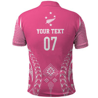 2025 Rugby Championship New Zealand Custom Polo Shirt Poutama Motifs - Pink Out - Polynesian Pride