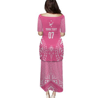 2025 Rugby Championship New Zealand Custom Puletasi Poutama Motifs - Pink Out - Polynesian Pride