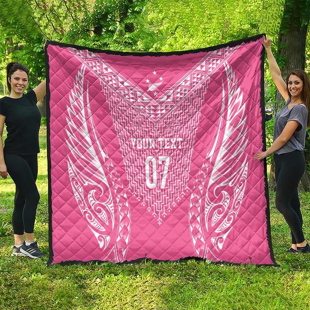 2025 Rugby Championship New Zealand Custom Quilt Poutama Motifs - Pink Out LT7 - Polynesian Pride