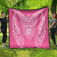 2025 Rugby Championship New Zealand Custom Quilt Poutama Motifs - Pink Out LT7 - Polynesian Pride