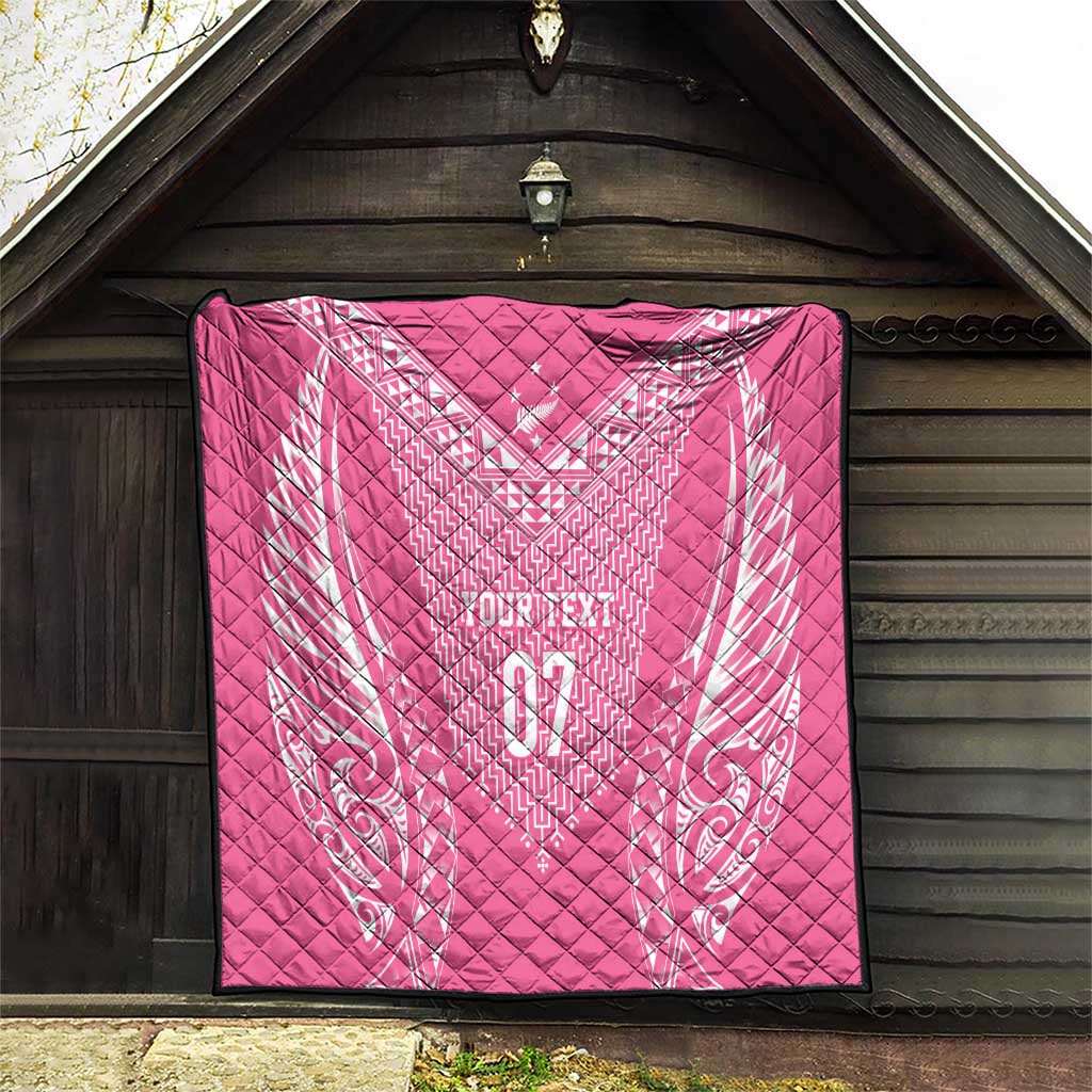 2025 Rugby Championship New Zealand Custom Quilt Poutama Motifs - Pink Out LT7 - Polynesian Pride