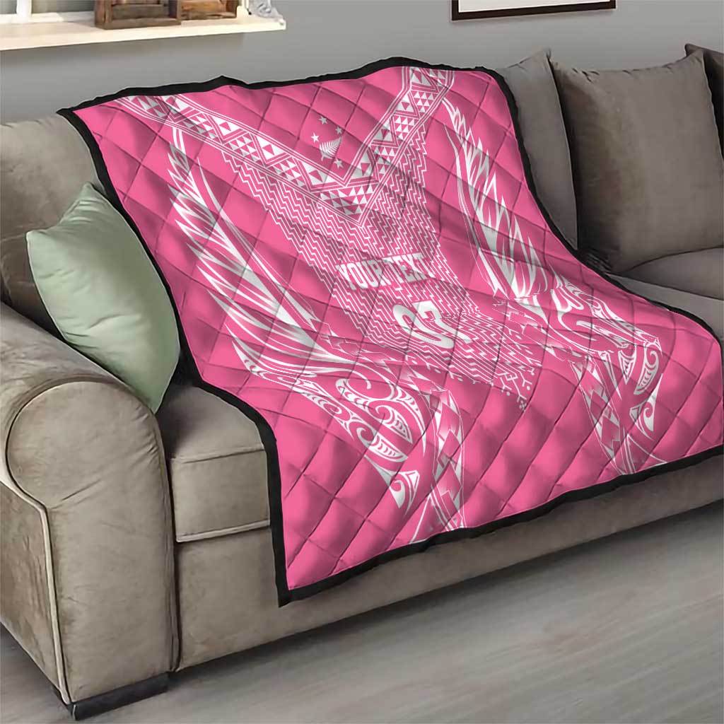 2025 Rugby Championship New Zealand Custom Quilt Poutama Motifs - Pink Out LT7 - Polynesian Pride