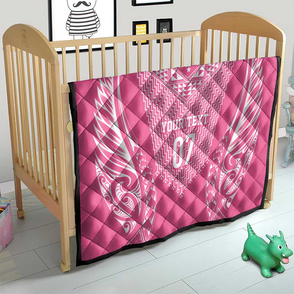 2025 Rugby Championship New Zealand Custom Quilt Poutama Motifs - Pink Out LT7 - Polynesian Pride