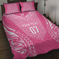 2025 Rugby Championship New Zealand Custom Quilt Bed Set Poutama Motifs - Pink Out LT7 Pink - Polynesian Pride