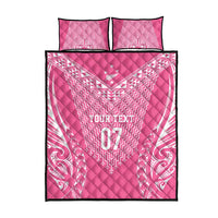 2025 Rugby Championship New Zealand Custom Quilt Bed Set Poutama Motifs - Pink Out LT7 - Polynesian Pride