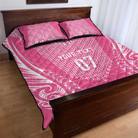 2025 Rugby Championship New Zealand Custom Quilt Bed Set Poutama Motifs - Pink Out LT7 - Polynesian Pride