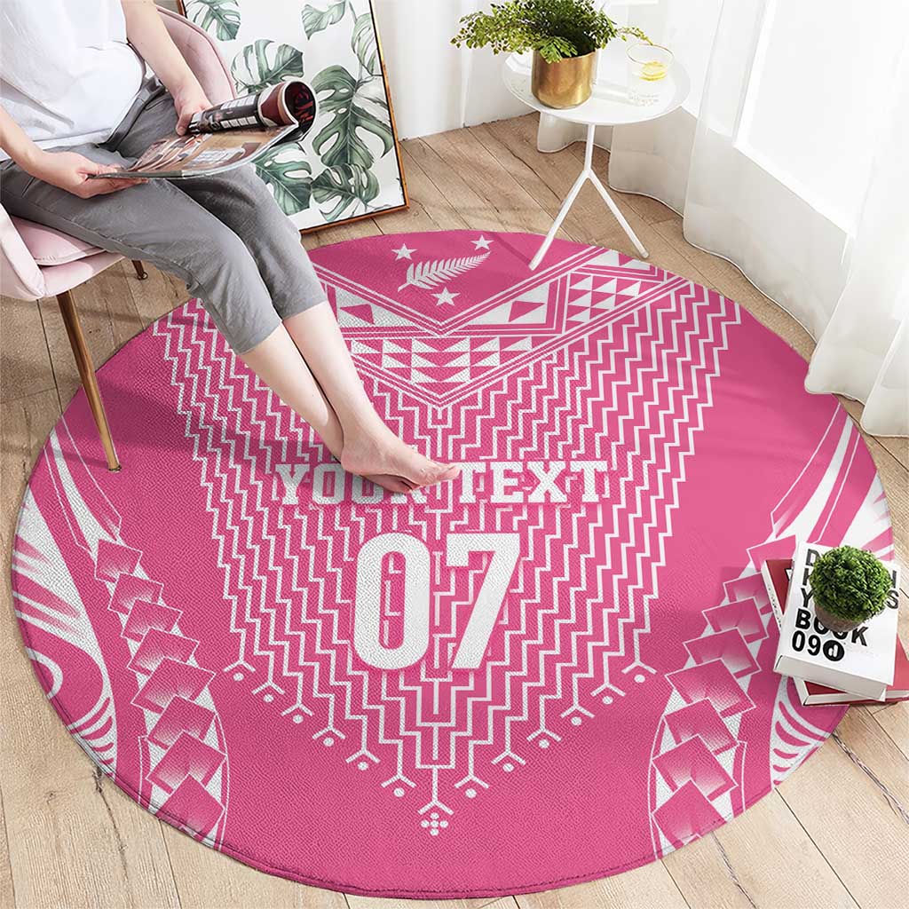 2025 Rugby Championship New Zealand Custom Round Carpet Poutama Motifs - Pink Out LT7 - Polynesian Pride