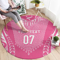 2025 Rugby Championship New Zealand Custom Round Carpet Poutama Motifs - Pink Out LT7 - Polynesian Pride