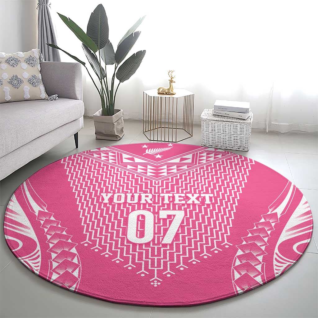 2025 Rugby Championship New Zealand Custom Round Carpet Poutama Motifs - Pink Out LT7 - Polynesian Pride