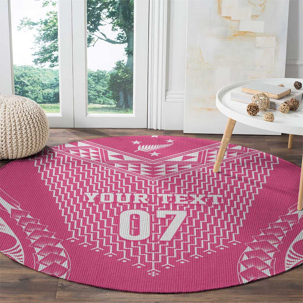 2025 Rugby Championship New Zealand Custom Round Carpet Poutama Motifs - Pink Out LT7 - Polynesian Pride