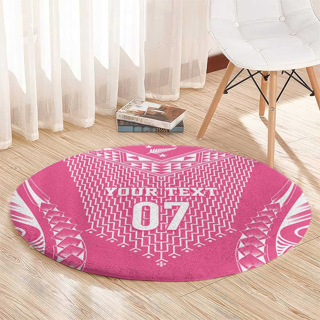 2025 Rugby Championship New Zealand Custom Round Carpet Poutama Motifs - Pink Out LT7 - Polynesian Pride