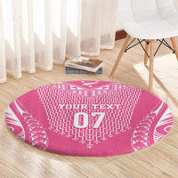 2025 Rugby Championship New Zealand Custom Round Carpet Poutama Motifs - Pink Out LT7 - Polynesian Pride