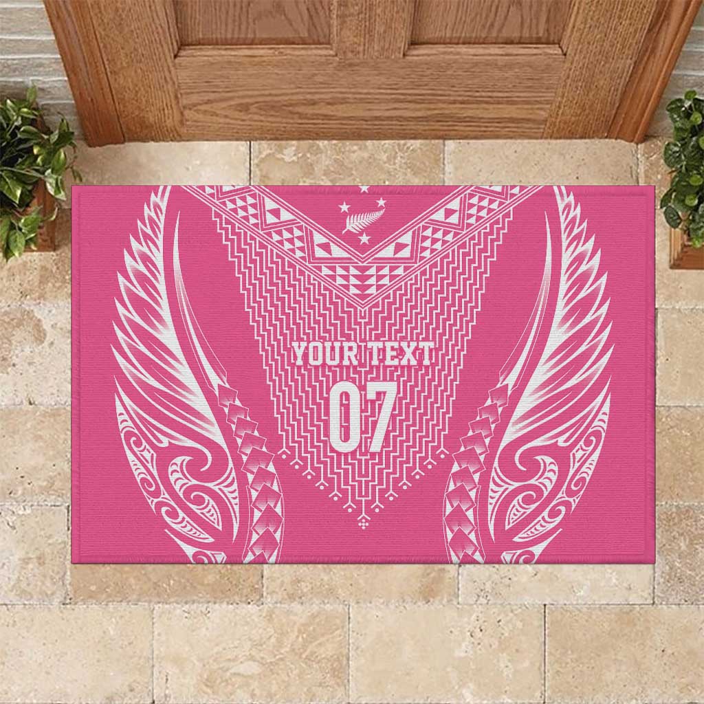 2025 Rugby Championship New Zealand Custom Rubber Doormat Poutama Motifs - Pink Out LT7 Pink - Polynesian Pride