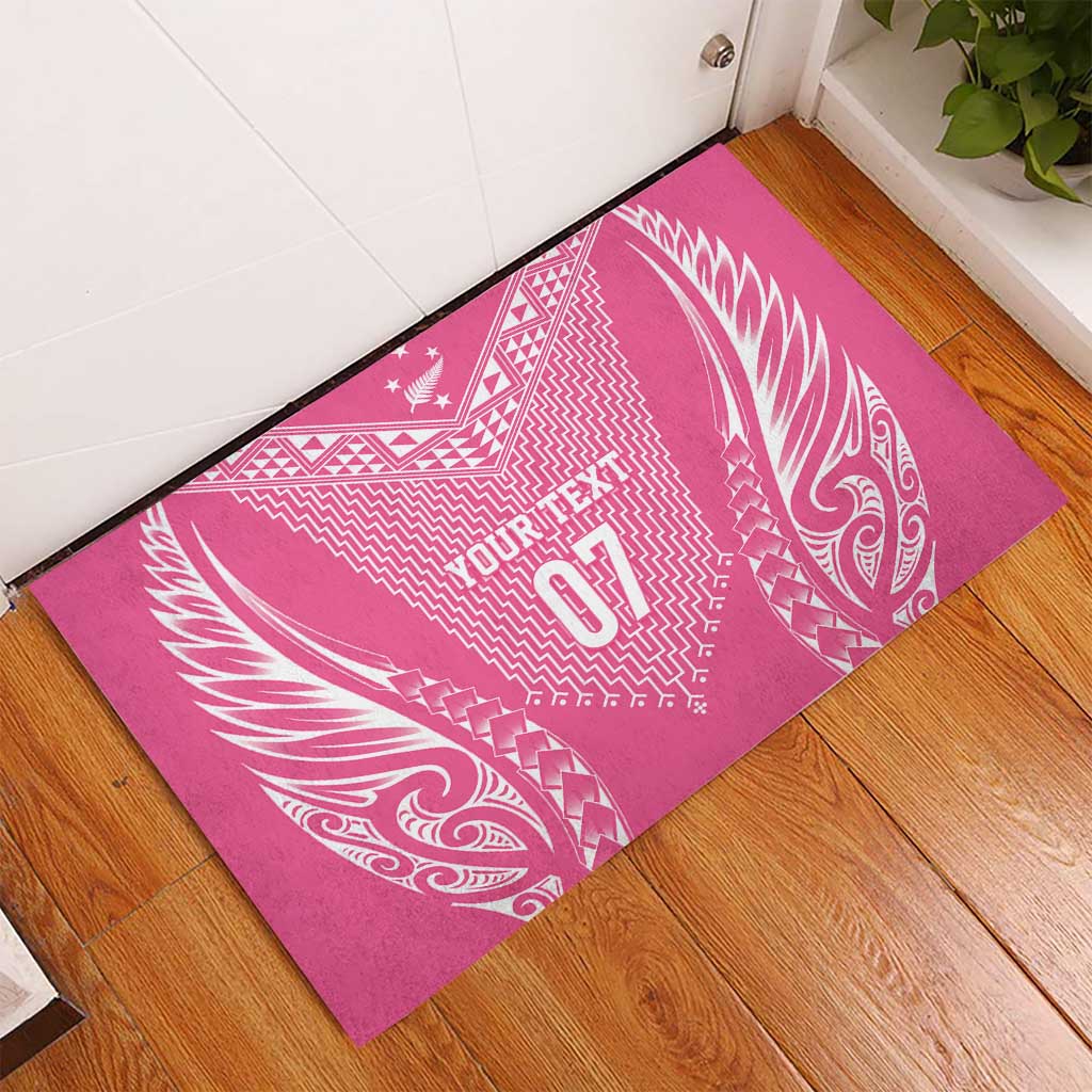 2025 Rugby Championship New Zealand Custom Rubber Doormat Poutama Motifs - Pink Out LT7 - Polynesian Pride