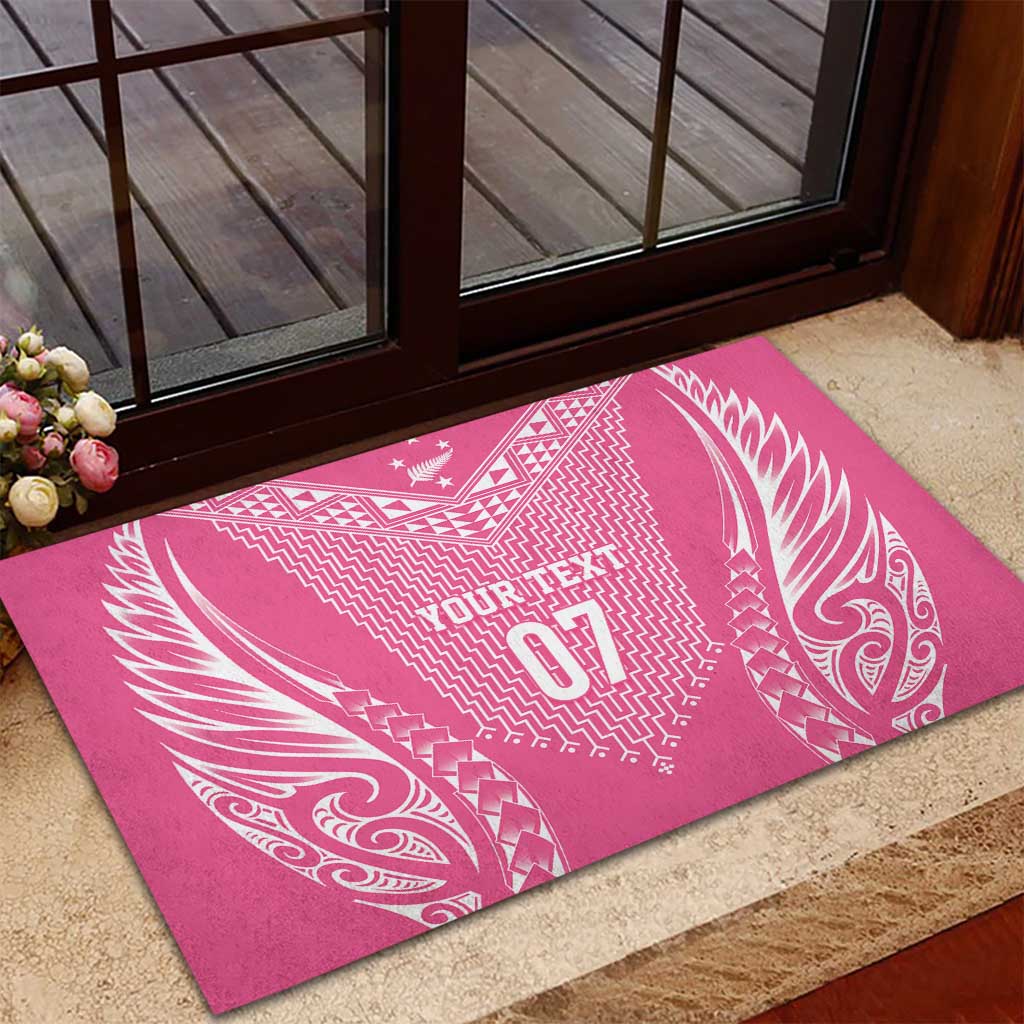 2025 Rugby Championship New Zealand Custom Rubber Doormat Poutama Motifs - Pink Out LT7 - Polynesian Pride