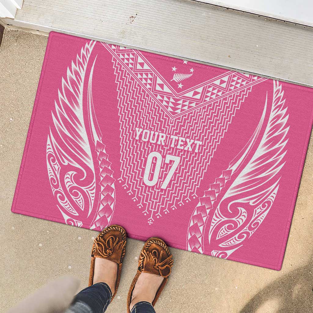 2025 Rugby Championship New Zealand Custom Rubber Doormat Poutama Motifs - Pink Out LT7 - Polynesian Pride