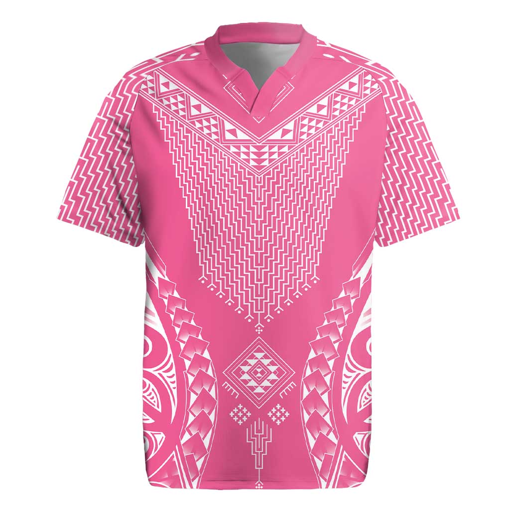 2025 Rugby Championship New Zealand Custom Rugby Jersey Poutama Motifs - Pink Out LT7 Pink - Polynesian Pride