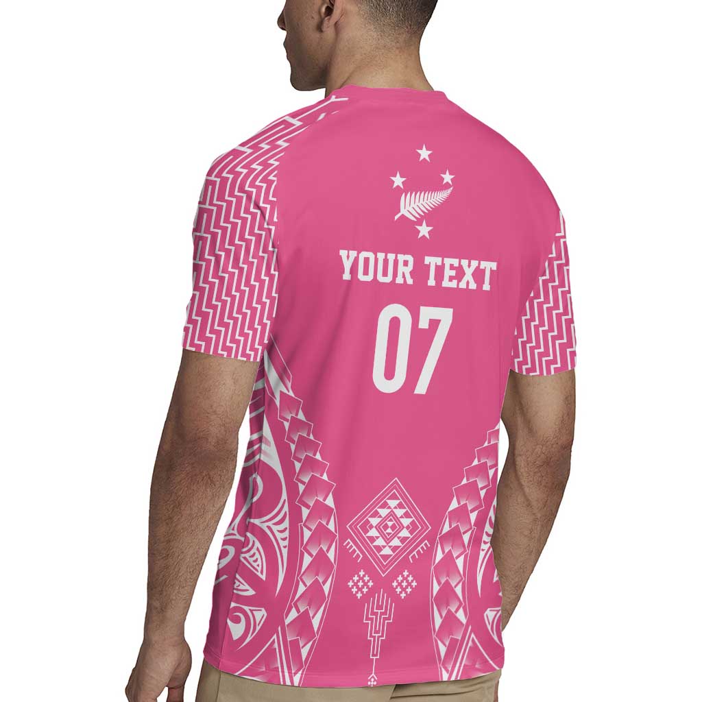 2025 Rugby Championship New Zealand Custom Rugby Jersey Poutama Motifs - Pink Out LT7 - Polynesian Pride