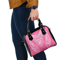 2025 Rugby Championship New Zealand Custom Shoulder Handbag Poutama Motifs - Pink Out LT7 - Polynesian Pride