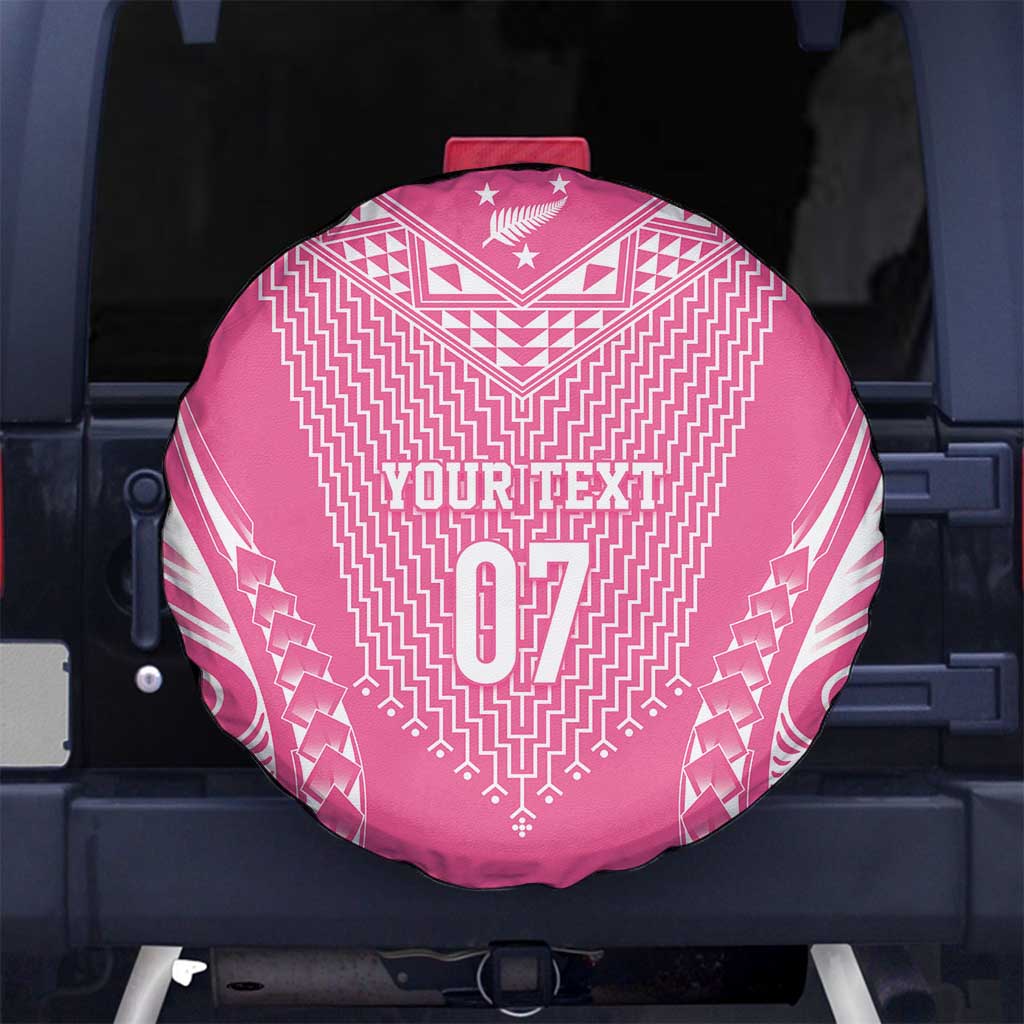 2025 Rugby Championship New Zealand Custom Spare Tire Cover Poutama Motifs - Pink Out LT7 No hole Pink - Polynesian Pride