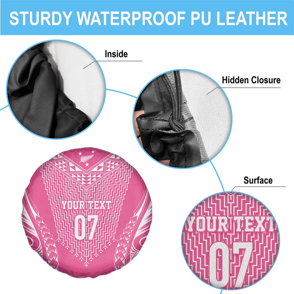 2025 Rugby Championship New Zealand Custom Spare Tire Cover Poutama Motifs - Pink Out LT7 - Polynesian Pride