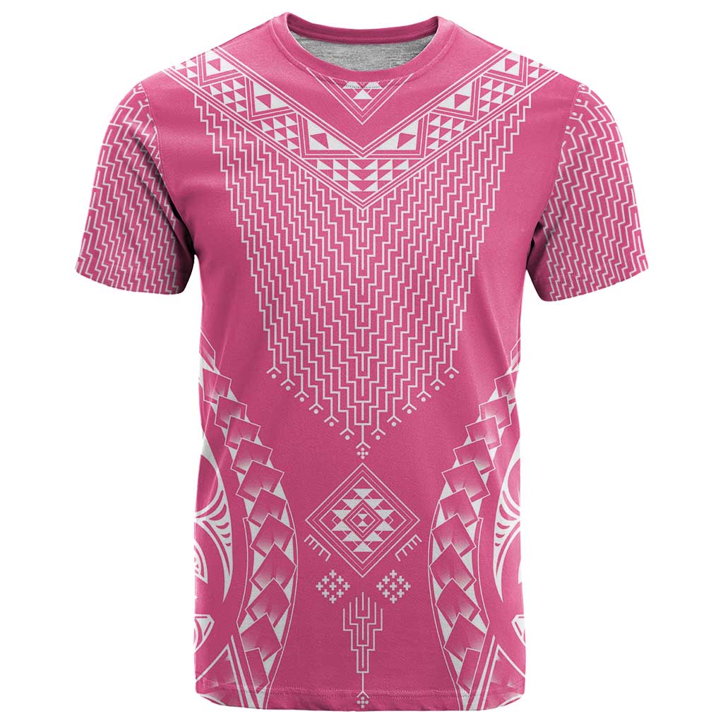 2025 Rugby Championship New Zealand Custom T Shirt Poutama Motifs - Pink Out LT7 Pink - Polynesian Pride