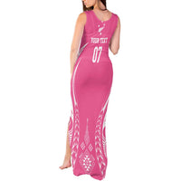 2025 Rugby Championship New Zealand Custom Tank Maxi Dress Poutama Motifs - Pink Out LT7 - Polynesian Pride