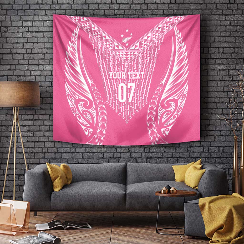 2025 Rugby Championship New Zealand Custom Tapestry Poutama Motifs - Pink Out LT7 Pink - Polynesian Pride