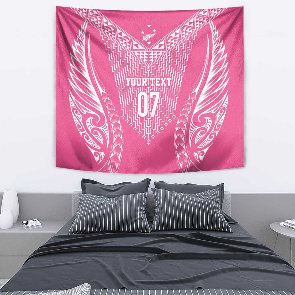 2025 Rugby Championship New Zealand Custom Tapestry Poutama Motifs - Pink Out LT7 - Polynesian Pride
