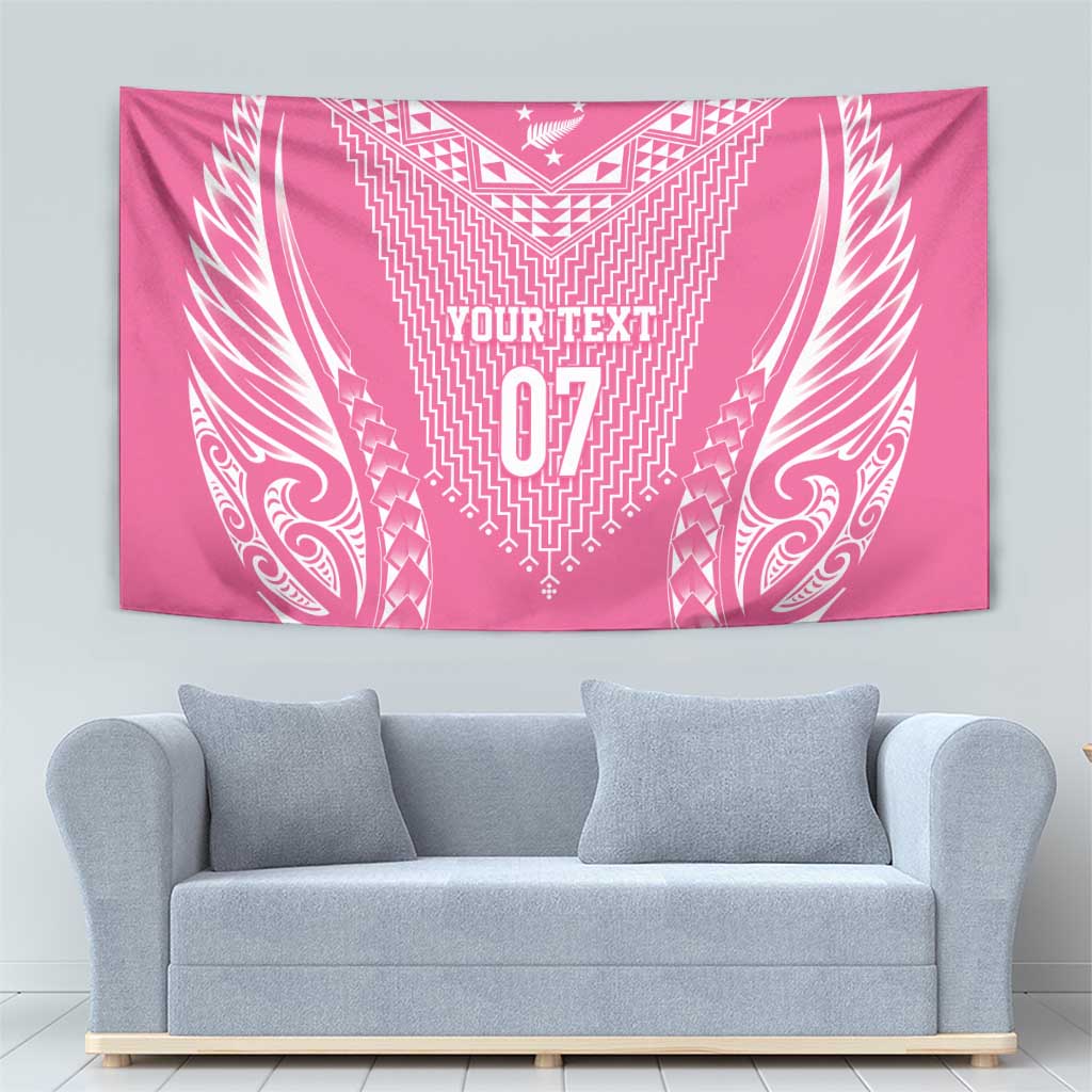 2025 Rugby Championship New Zealand Custom Tapestry Poutama Motifs - Pink Out LT7 - Polynesian Pride