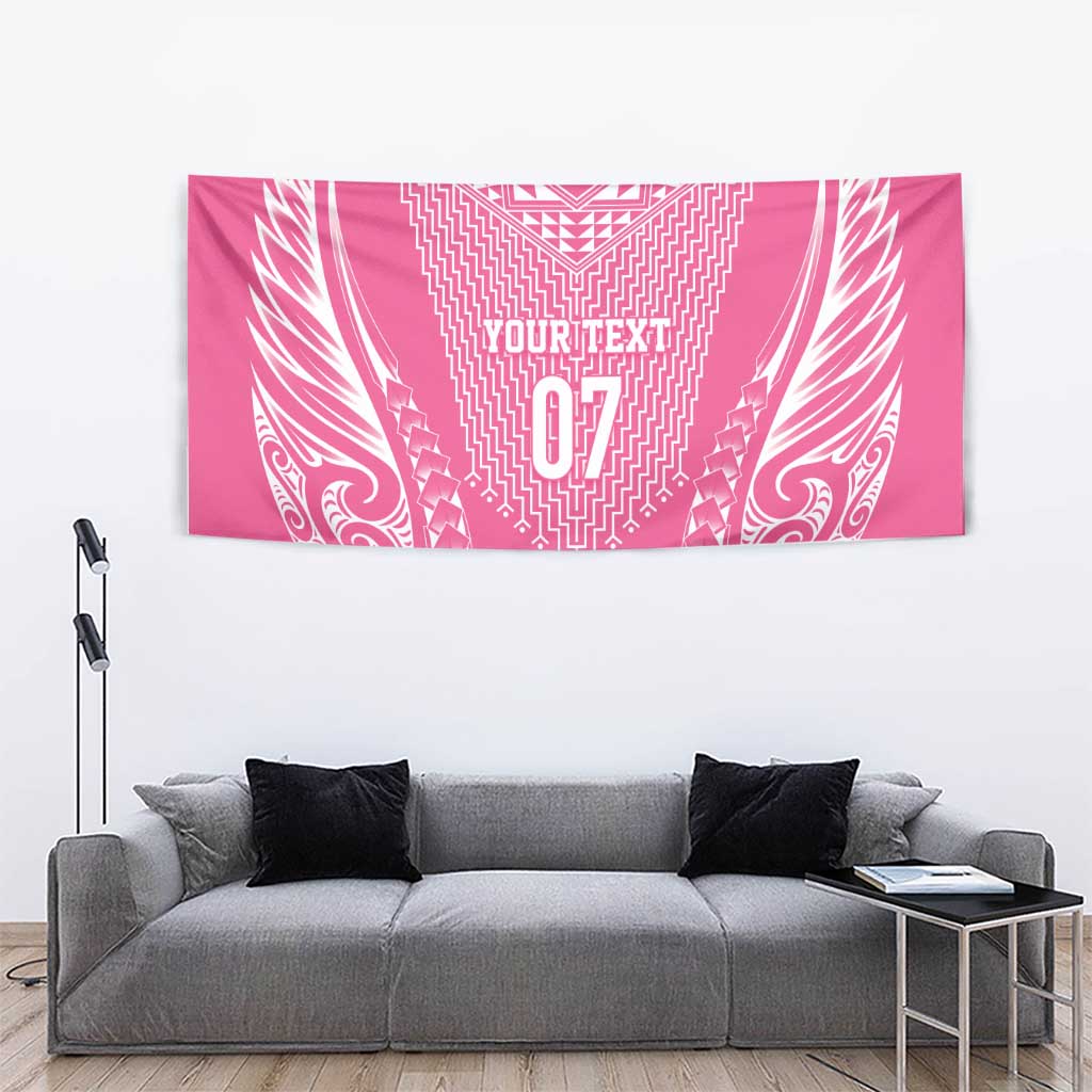 2025 Rugby Championship New Zealand Custom Tapestry Poutama Motifs - Pink Out LT7 - Polynesian Pride