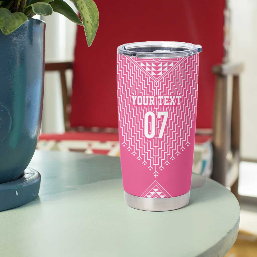 2025 Rugby Championship New Zealand Custom Tumbler Cup Poutama Motifs - Pink Out LT7 - Polynesian Pride