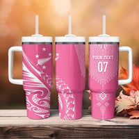2025 Rugby Championship New Zealand Custom Tumbler With Handle Poutama Motifs - Pink Out LT7 - Polynesian Pride
