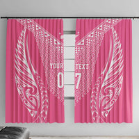 2025 Rugby Championship New Zealand Custom Window Curtain Poutama Motifs - Pink Out LT7 With Hooks Pink - Polynesian Pride