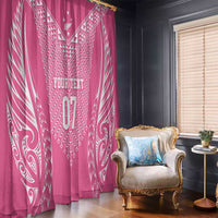 2025 Rugby Championship New Zealand Custom Window Curtain Poutama Motifs - Pink Out LT7 - Polynesian Pride