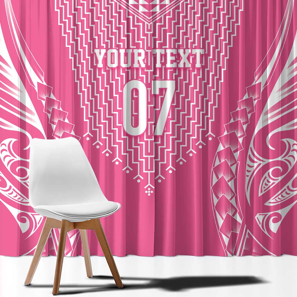 2025 Rugby Championship New Zealand Custom Window Curtain Poutama Motifs - Pink Out LT7 - Polynesian Pride
