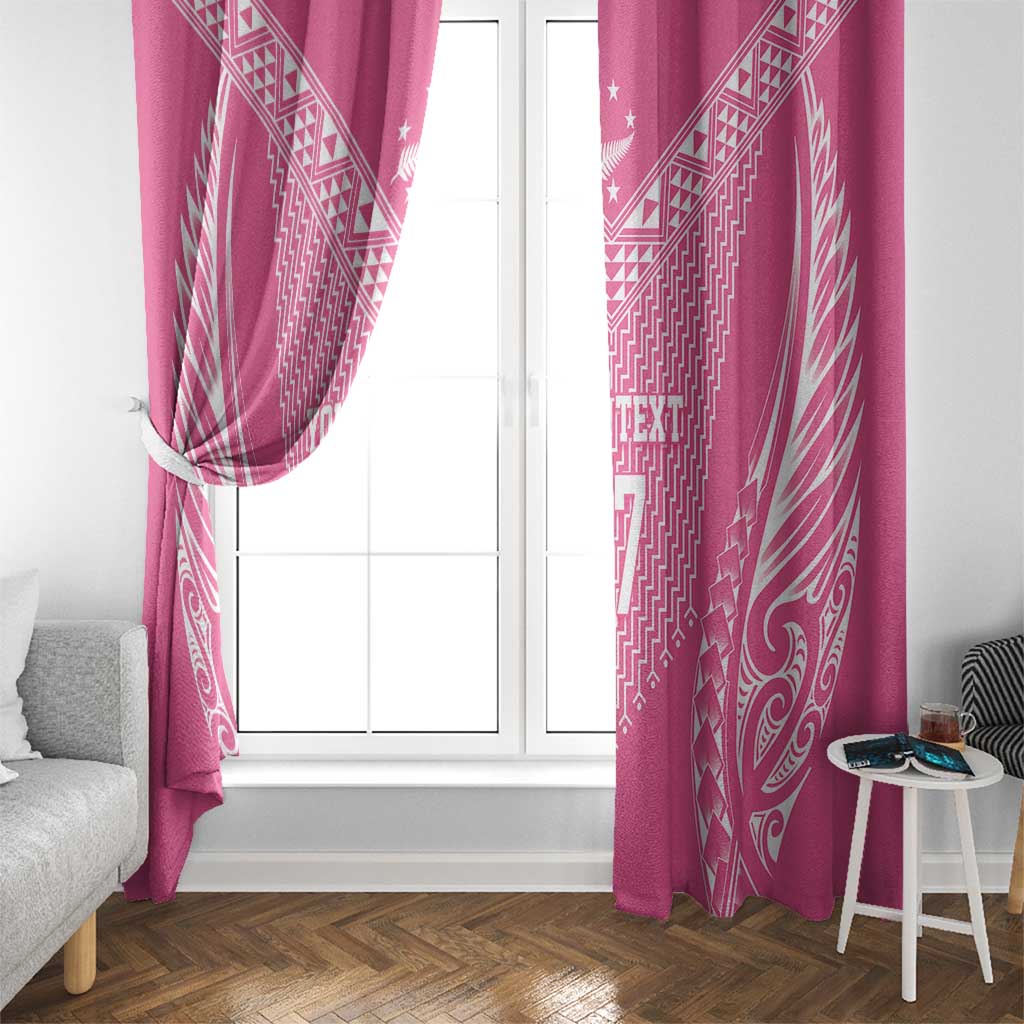 2025 Rugby Championship New Zealand Custom Window Curtain Poutama Motifs - Pink Out LT7 - Polynesian Pride