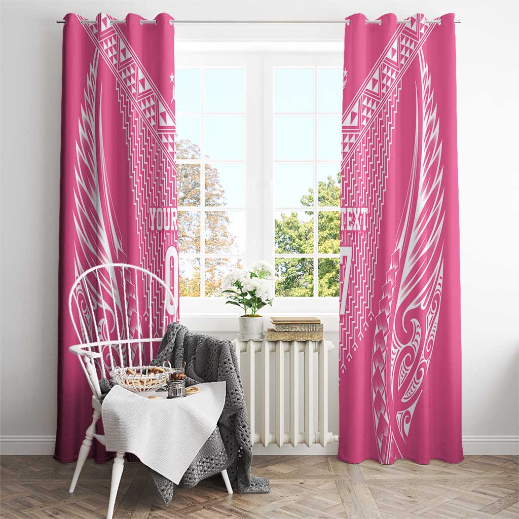 2025 Rugby Championship New Zealand Custom Window Curtain Poutama Motifs - Pink Out LT7 - Polynesian Pride