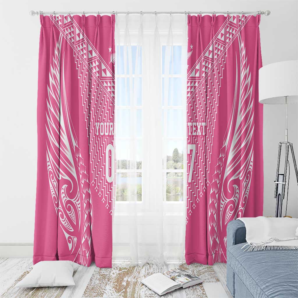 2025 Rugby Championship New Zealand Custom Window Curtain Poutama Motifs - Pink Out LT7 - Polynesian Pride