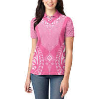 2025 Rugby Championship New Zealand Custom Women Polo Shirt Poutama Motifs - Pink Out - Polynesian Pride