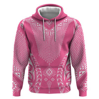 2025 Rugby Championship New Zealand Custom Zip Hoodie Poutama Motifs - Pink Out LT7 Pullover Hoodie Pink - Polynesian Pride
