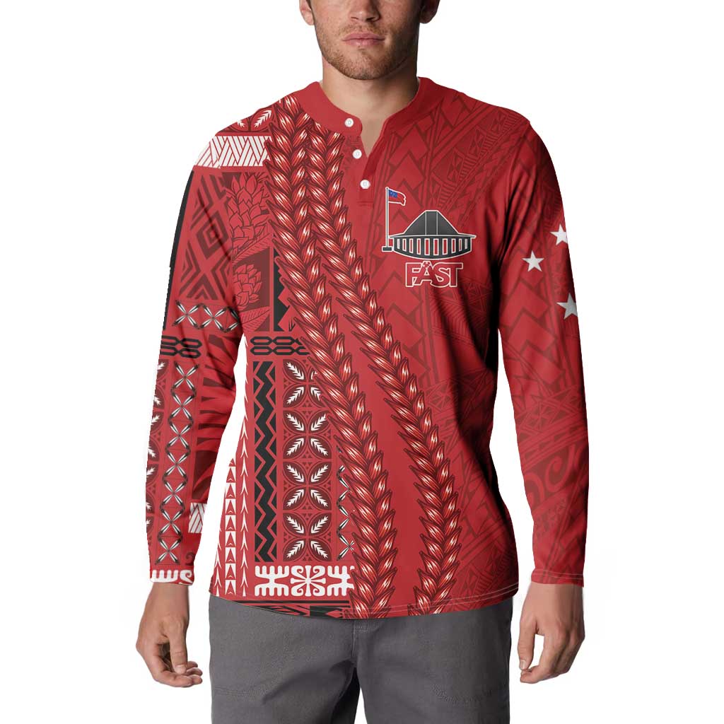 Samoa FAST Siapo Button Sweatshirt Tatau-Ulafala Vines - Polynesian Pride