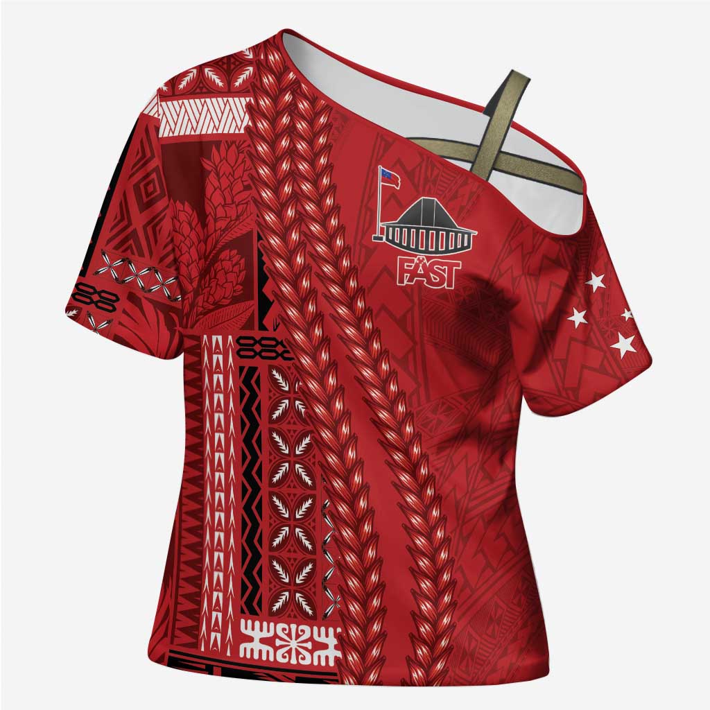 Samoa FAST Siapo Cross Shoulder Shirt Tatau-Ulafala Vines - Polynesian Pride