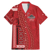Samoa FAST Siapo Family Matching Mermaid Dress and Hawaiian Shirt Tatau-Ulafala Vines LT7 Dad's Shirt - Short Sleeve Red - Polynesian Pride
