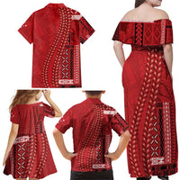 Samoa FAST Siapo Family Matching Off Shoulder Maxi Dress and Hawaiian Shirt Tatau-Ulafala Vines LT7 - Polynesian Pride