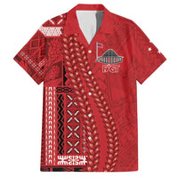 Samoa FAST Siapo Family Matching Off Shoulder Maxi Dress and Hawaiian Shirt Tatau-Ulafala Vines LT7 Dad's Shirt - Short Sleeve Red - Polynesian Pride