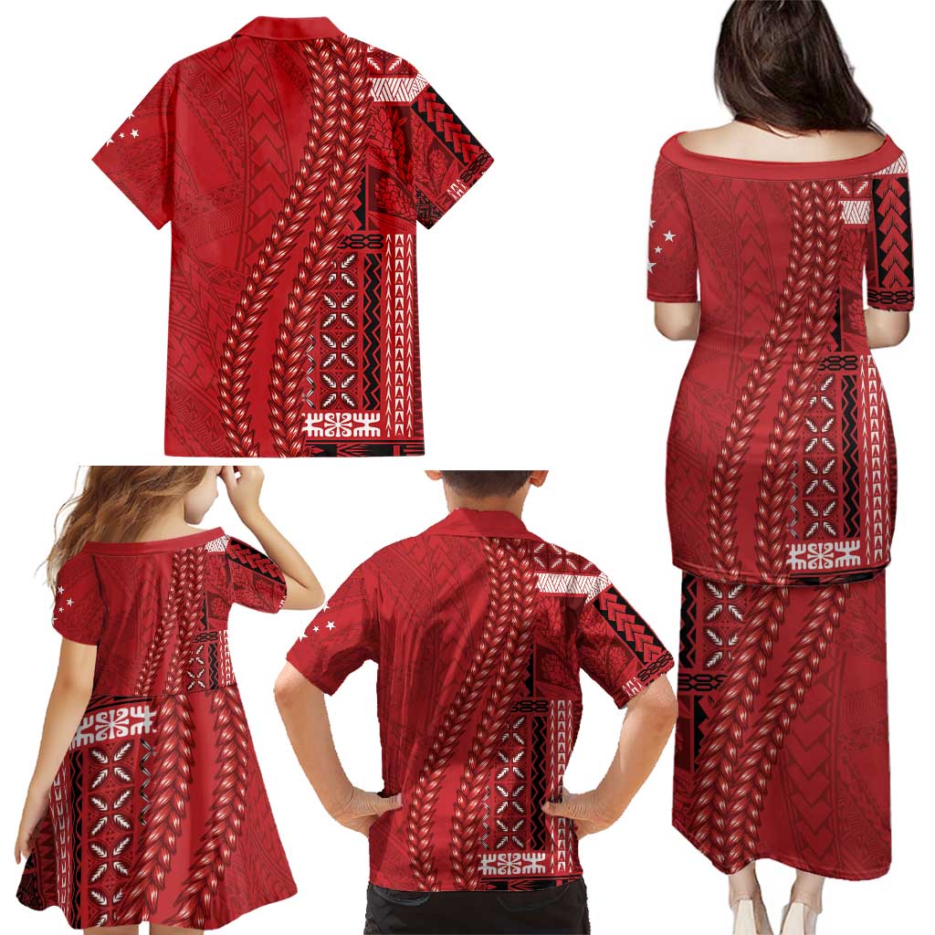 Samoa FAST Siapo Family Matching Puletasi and Hawaiian Shirt Tatau-Ulafala Vines - Polynesian Pride