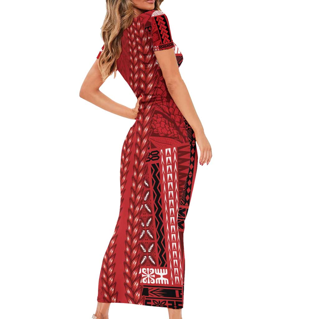 Samoa FAST Siapo Family Matching Short Sleeve Bodycon Dress and Hawaiian Shirt Tatau-Ulafala Vines LT7 - Polynesian Pride
