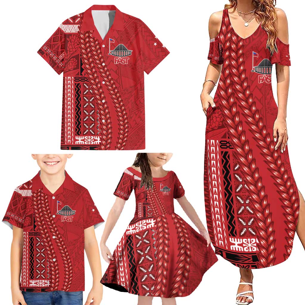 Samoa FAST Siapo Family Matching Summer Maxi Dress and Hawaiian Shirt Tatau-Ulafala Vines LT7 - Polynesian Pride