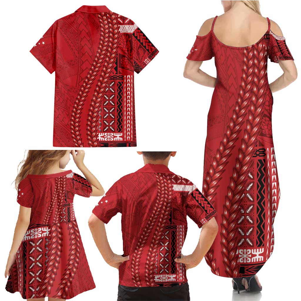 Samoa FAST Siapo Family Matching Summer Maxi Dress and Hawaiian Shirt Tatau-Ulafala Vines LT7 - Polynesian Pride